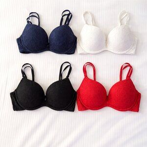 RARE Set of 4 Victoria’s Secret “The Lacie” Push-Up Bras – Size 34B